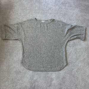 Max Studio Heathered Gray Ribbed Knit Top